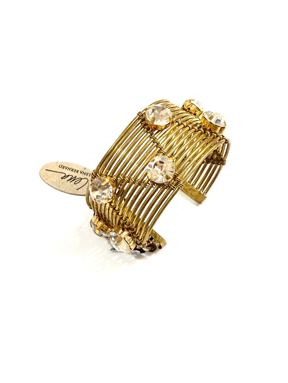 Lena Bernard Gold Crystal Wire Cuff Bracelet Statement Bracelet NWT
